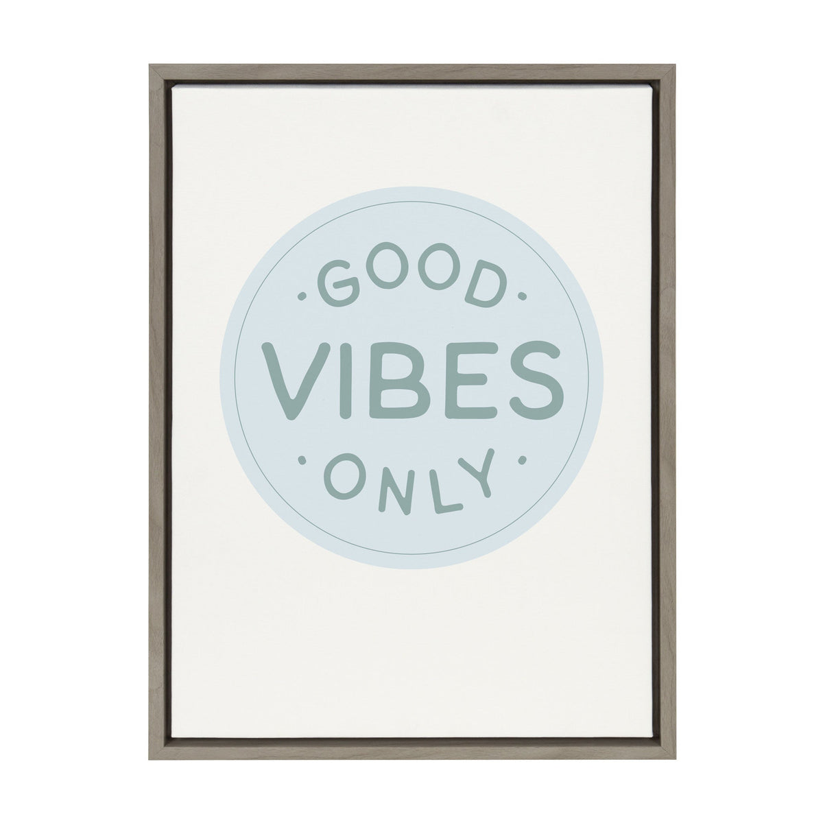 Sylvie Good Vibes Only Pale Blue Button Framed Canvas by The Creative by kateandlaurel - main product image for Resin Society
