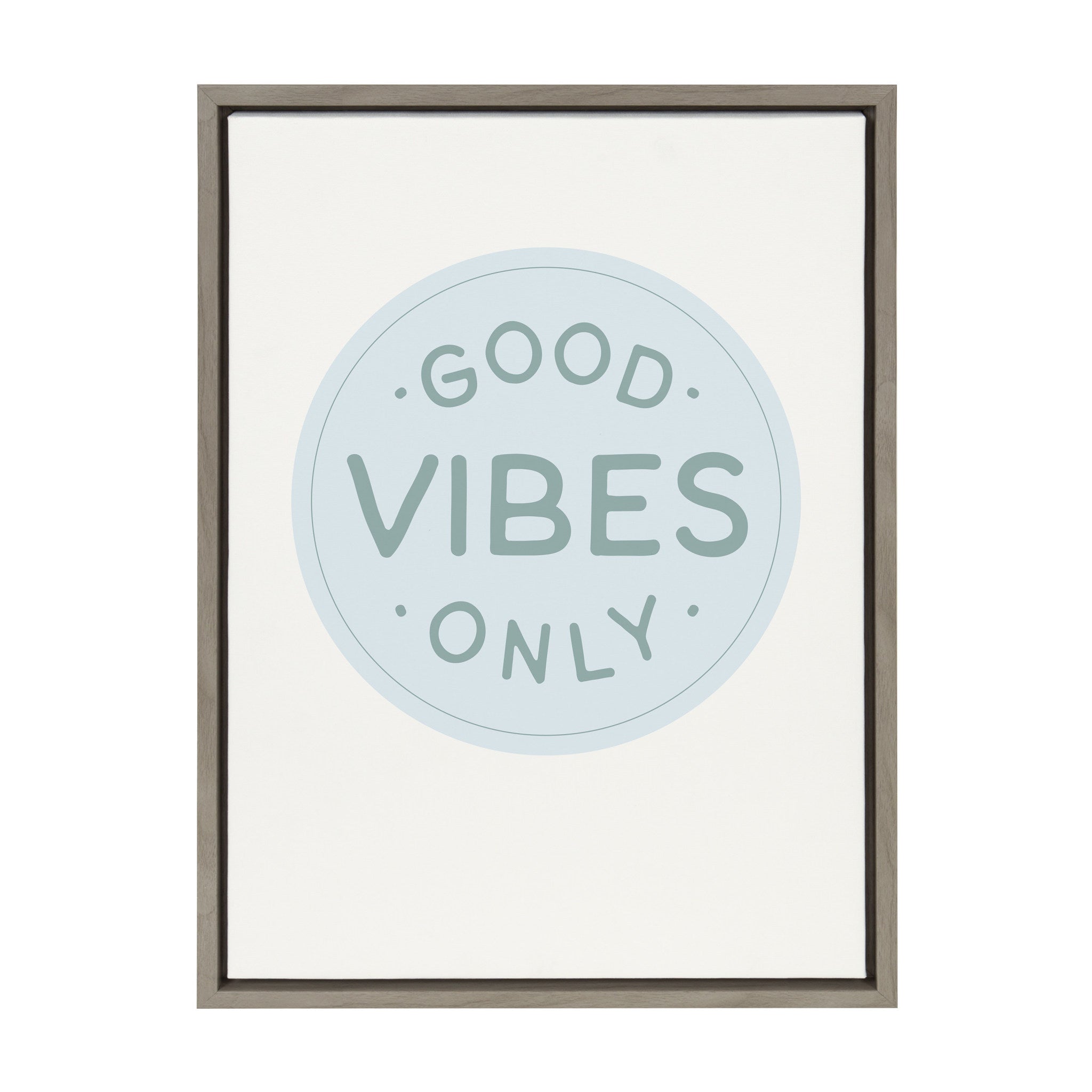 Sylvie Good Vibes Only Pale Blue Button Framed Canvas by The Creative by kateandlaurel - main product image for Resin Society