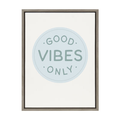 Sylvie Good Vibes Only Pale Blue Button Framed Canvas by The Creative by kateandlaurel - main product image for Resin Society