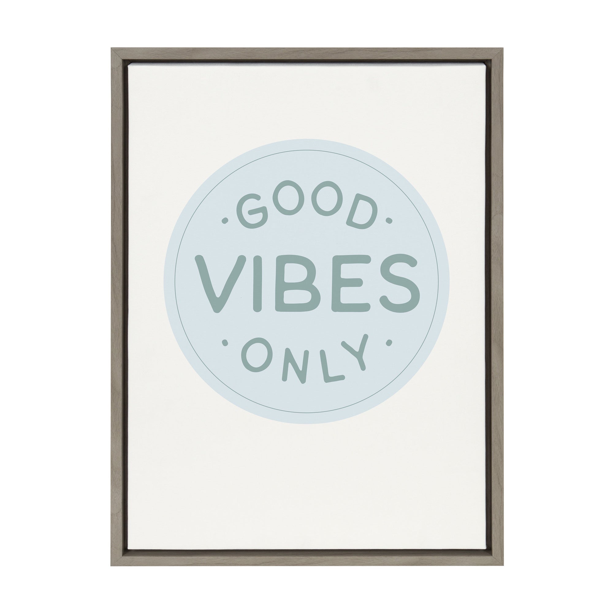 Sylvie Good Vibes Only Pale Blue Button Framed Canvas by The Creative by kateandlaurel - product image 12 for Resin Society
