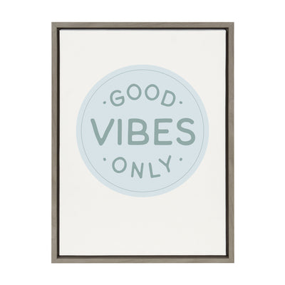 Sylvie Good Vibes Only Pale Blue Button Framed Canvas by The Creative by kateandlaurel - product image 12 for Resin Society
