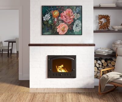 Sylvie Beaded AQ Peony Bouquet Framed Canvas by Annie Quigley