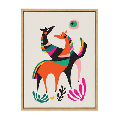 Sylvie Dancing Horses Framed Canvas by Rachel Lee of My Dream Wall by kateandlaurel - main product image for Resin Society