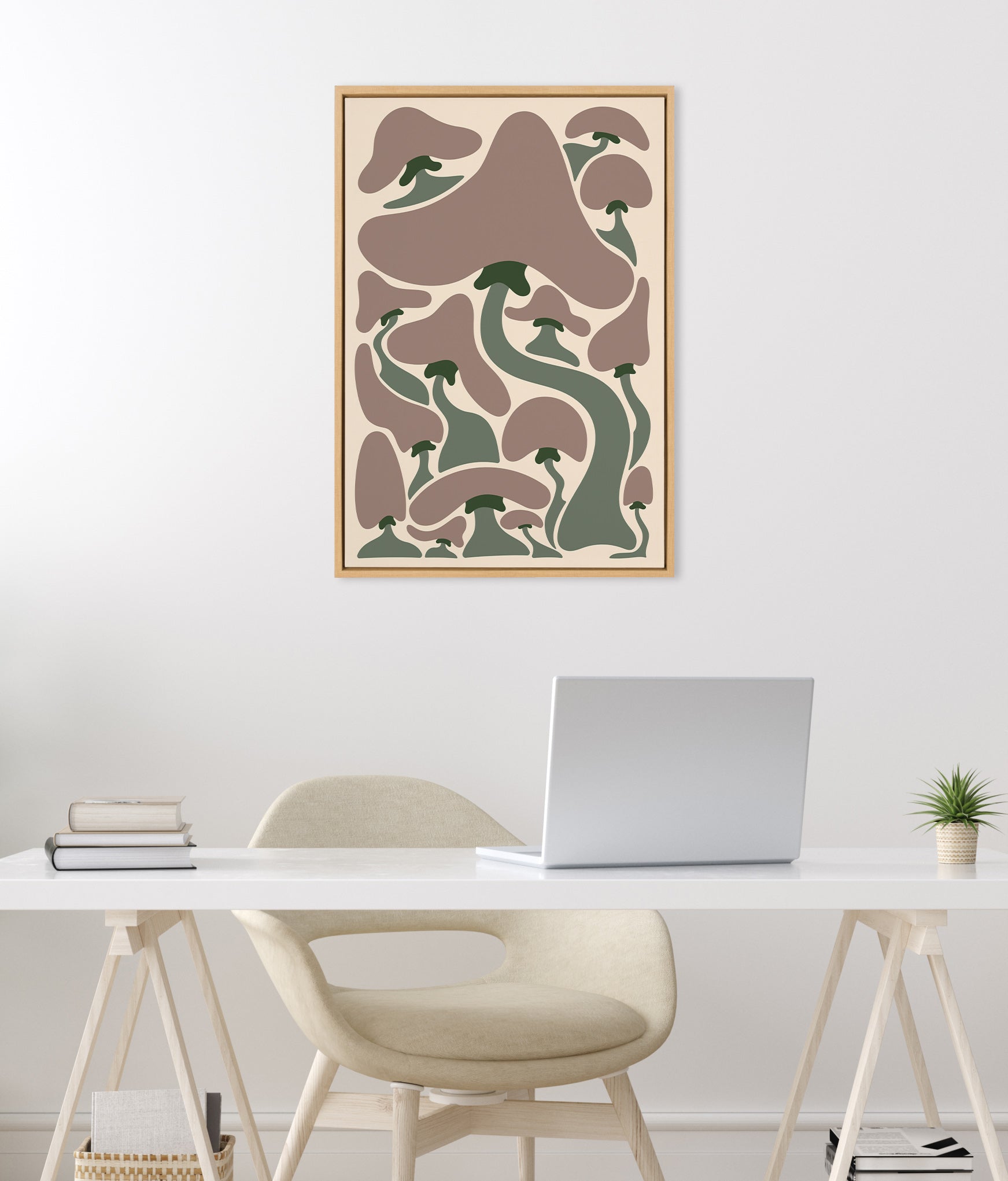 Sylvie Groovy Mushrooms 1 Framed Canvas by Carrie Cantwell