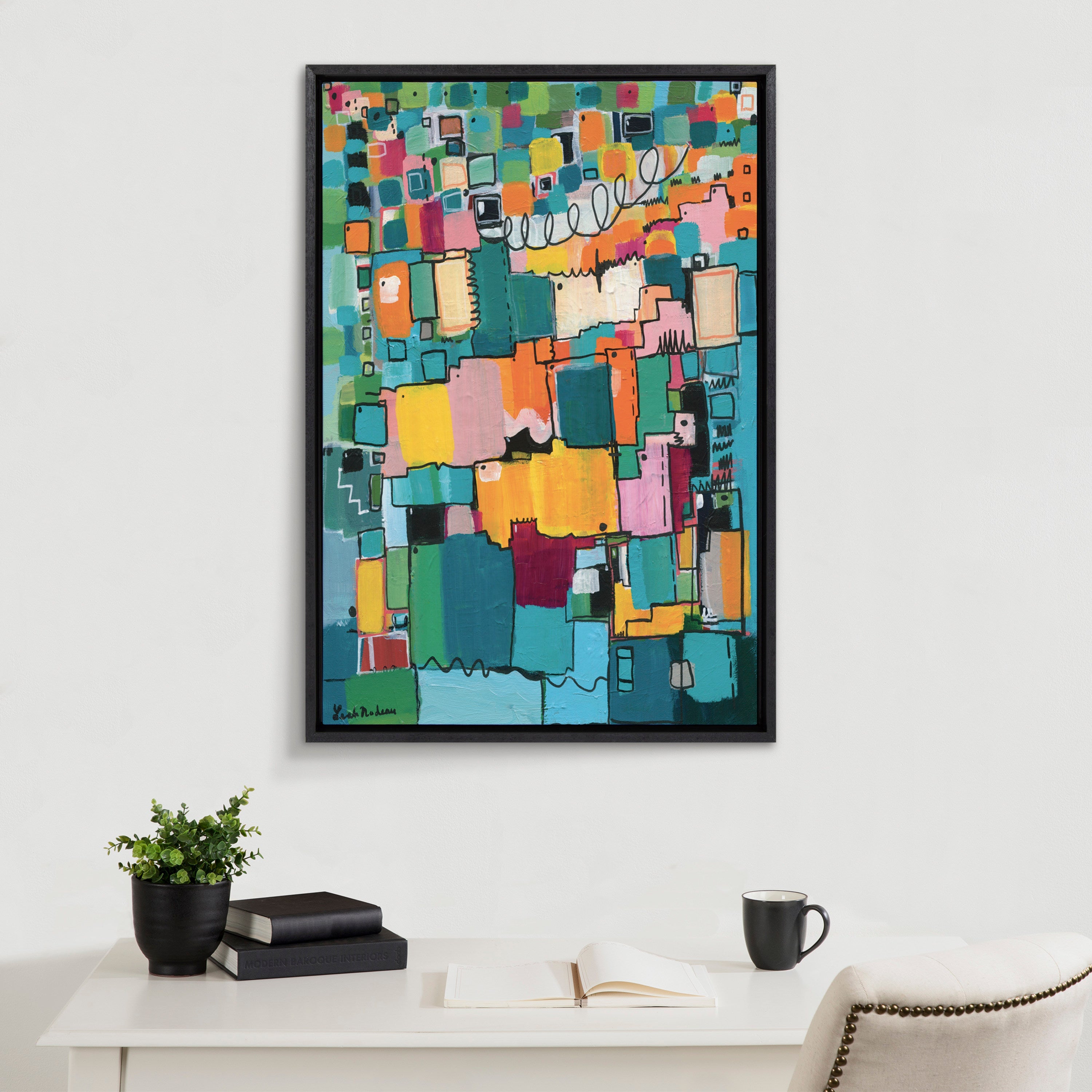 Sylvie Afternoon Delight Framed Canvas by Leah Nadeau by kateandlaurel - product image 4 for Resin Society