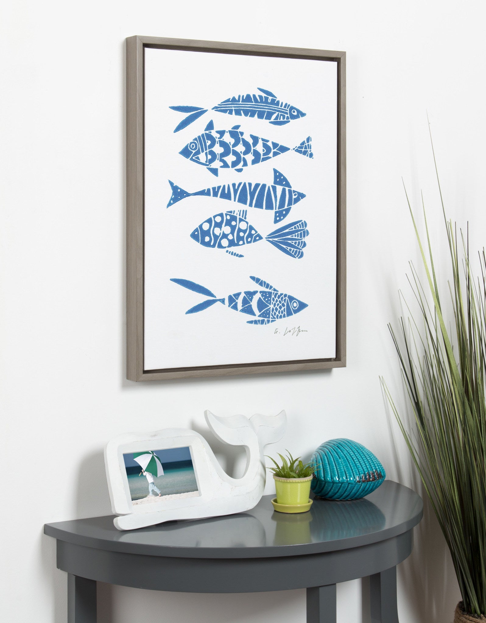 Sylvie Fishes Blue Framed Canvas by kateandlaurel - product image 5 for Resin Society