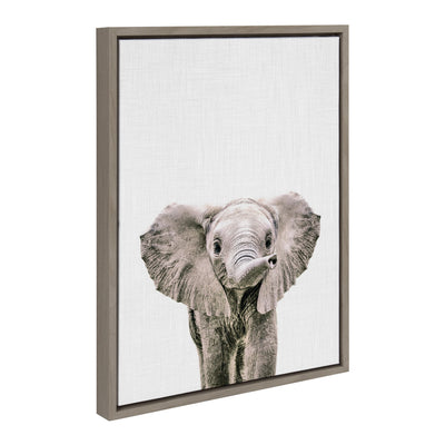 Sylvie Baby Elephant Color Framed Canvas by kateandlaurel - product image 7 for Resin Society