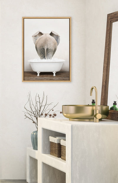Sylvie Elephant Back in Rustic Bath Framed Canvas by kateandlaurel - product image 10 for Resin Society