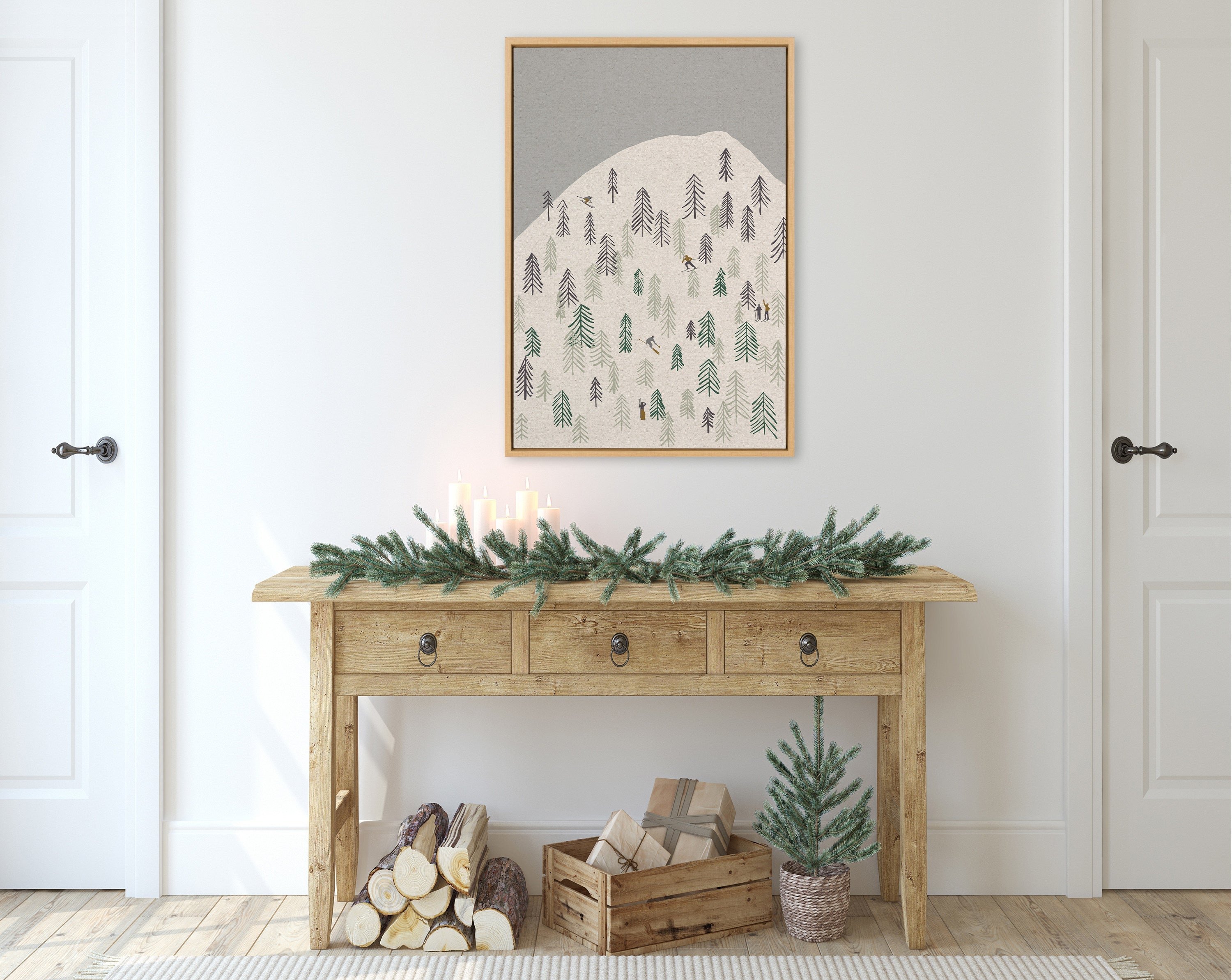 Sylvie New Nostalgia Skiers Framed Canvas by Hannah Beisang