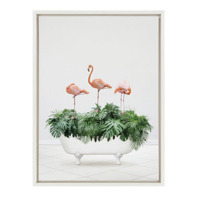 Sylvie 3 Flamingos In Vintage Bathtub Framed Canvas by kateandlaurel - product image 2 for Resin Society