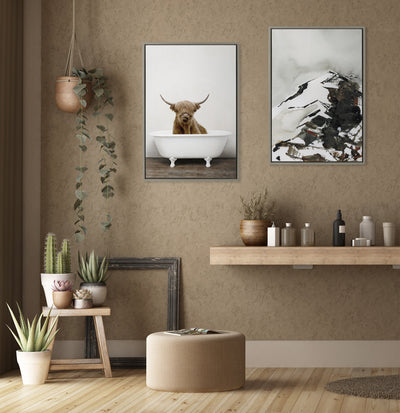 Sylvie Highland Cow in Tub Color Framed Canvas by kateandlaurel - product image 17 for Resin Society