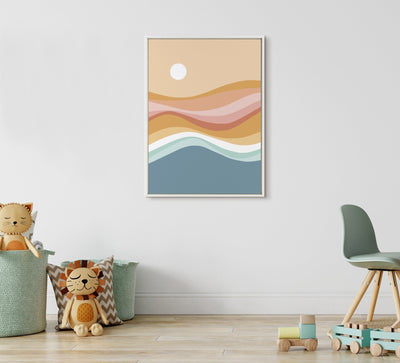 Sylvie Rainbow Waves Seascape Framed Canvas by kateandlaurel - product image 9 for Resin Society