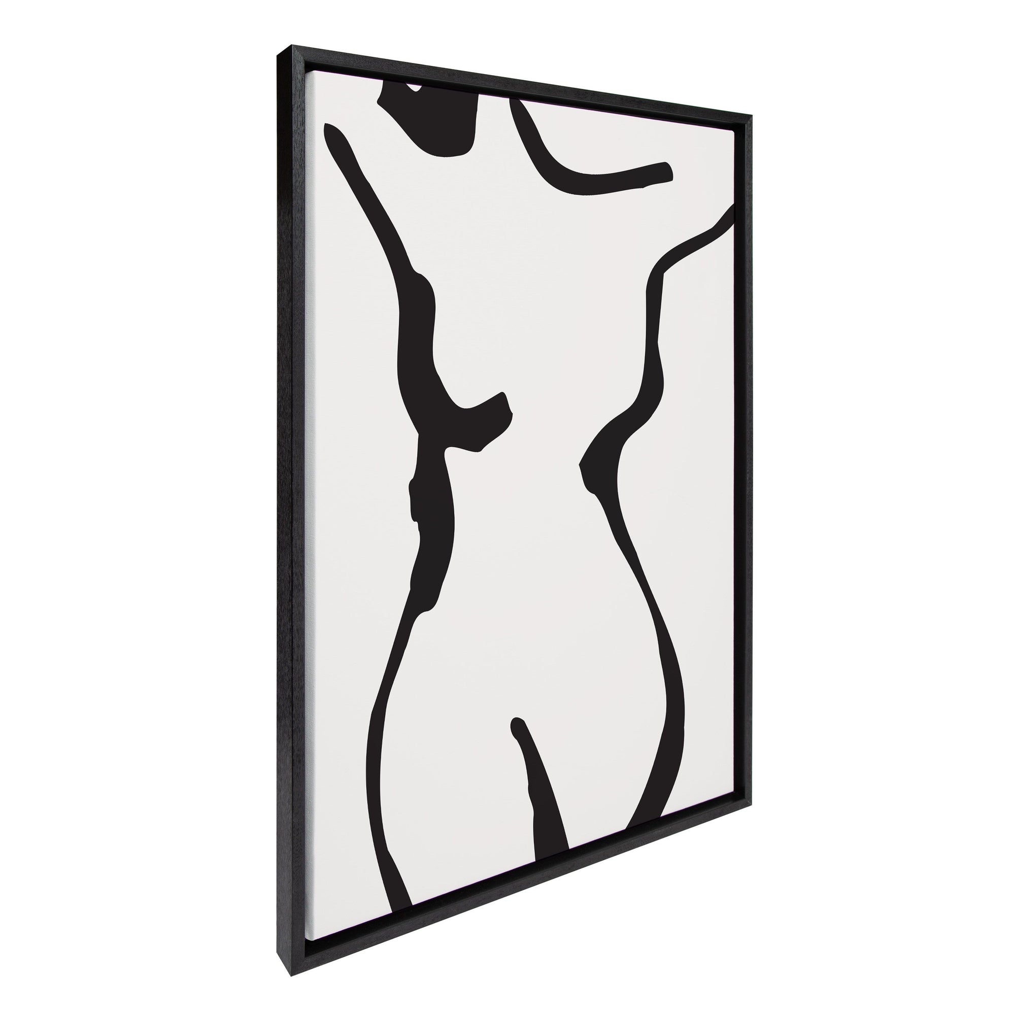 Sylvie Timeless Feminine Figural Drawing 1 Black and White framed canvas showing abstract feminine silhouette