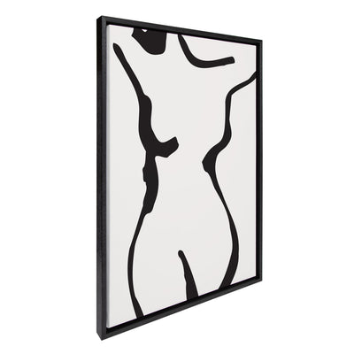Sylvie Timeless Feminine Figural Drawing 1 Black and White framed canvas showing abstract feminine silhouette