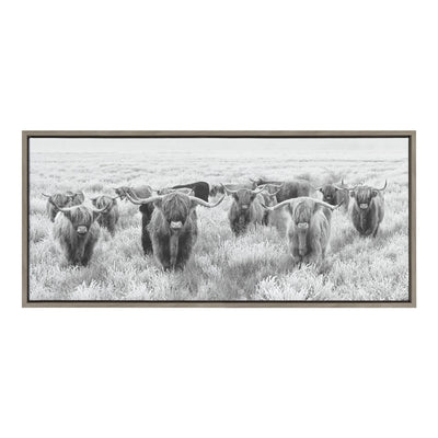 Sylvie Herd of Highland Cows Black and White Framed Canvas by The by kateandlaurel - product image 4 for Resin Society