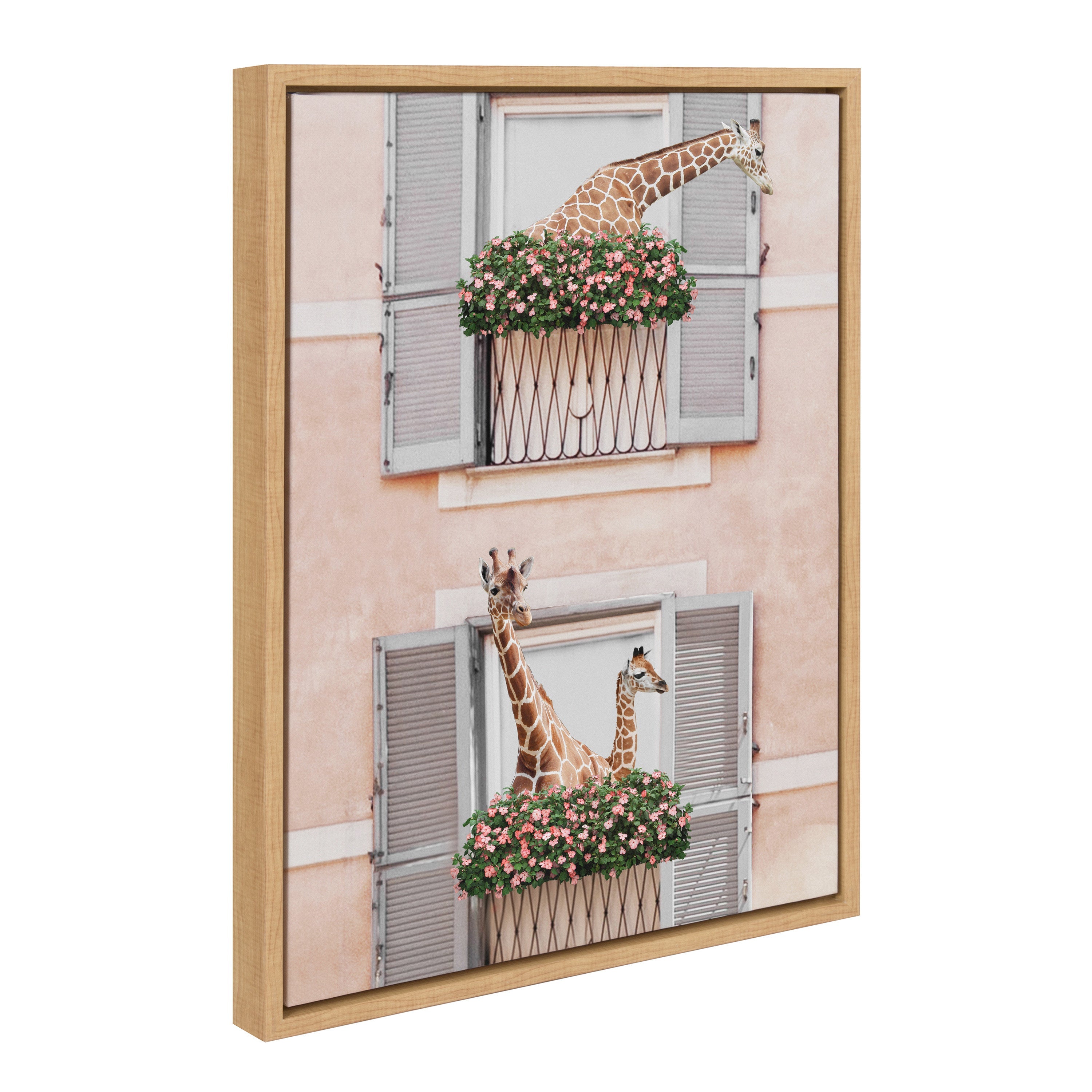 Sylvie Giraffe Neighbors Framed Canvas by July Art Prints