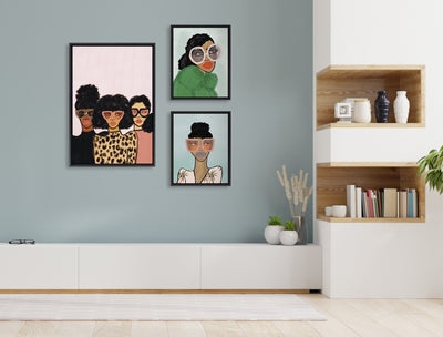 Sylvie Fashion Girl Framed Canvas Set by Kendra Dandy of Bouffants and by kateandlaurel - product image 5 for Resin Society