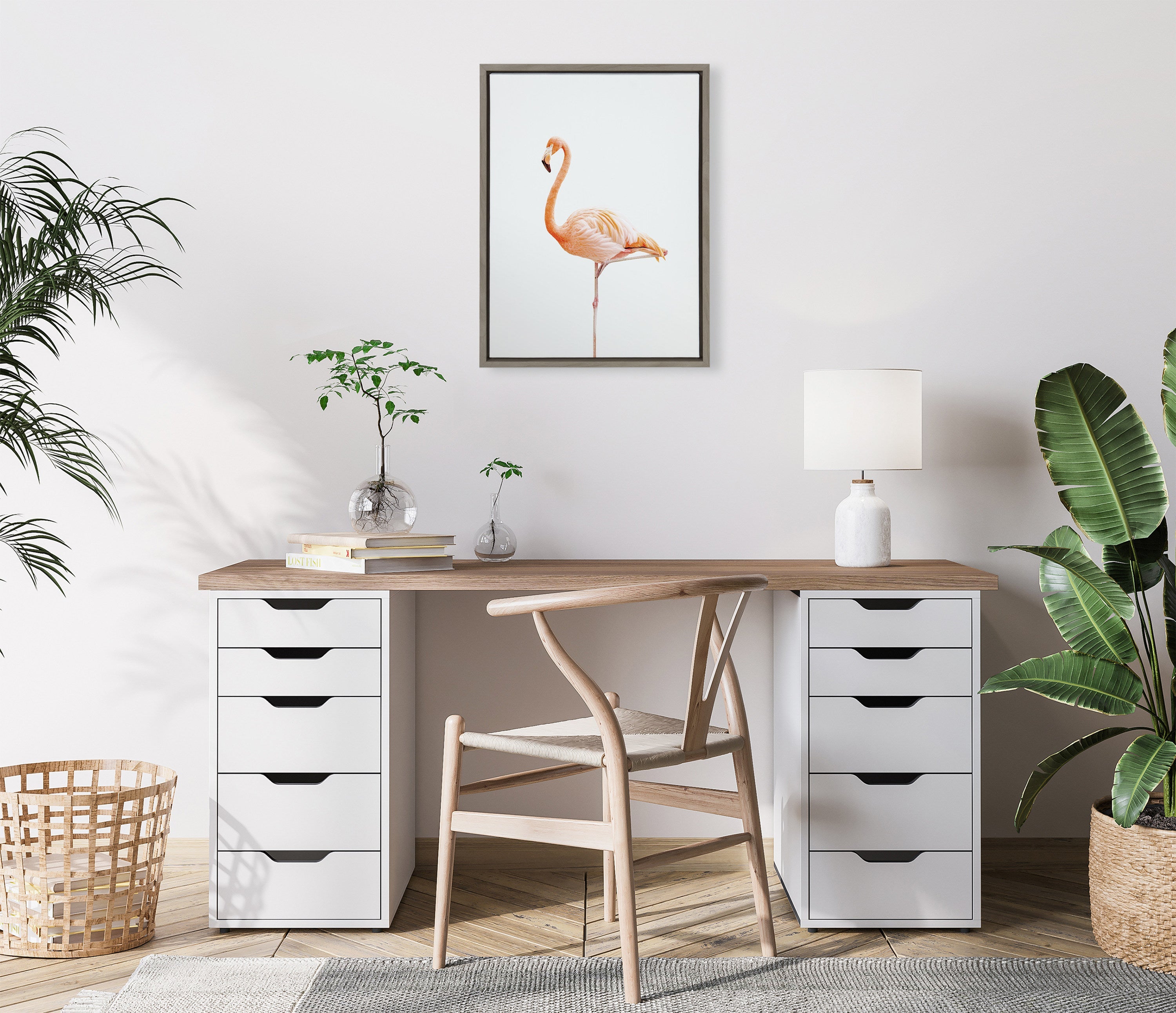 Sylvie Flamingo Standing Framed Canvas by Amy Peterson Art Studio