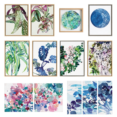 Sylvie CI Monstera Blue Magic Framed Canvas by kateandlaurel - product image 4 for Resin Society