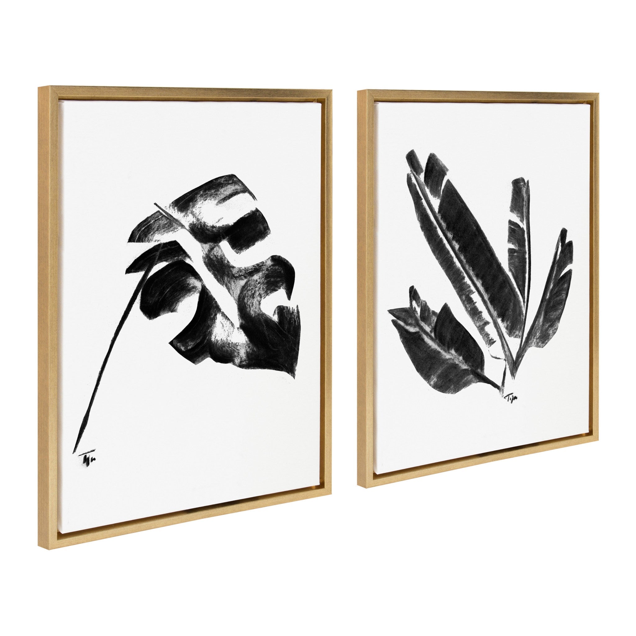 Sylvie 582 Monstera and 583 Banana Leaf Framed Canvas by kateandlaurel - product image 2 for Resin Society