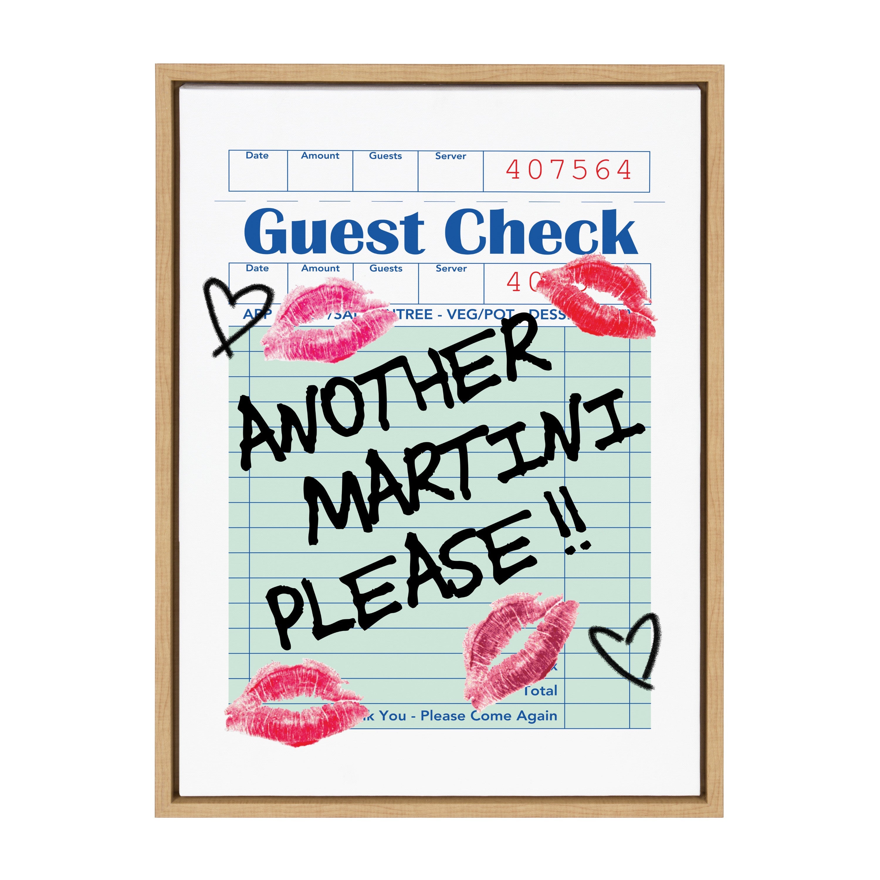 Sylvie Another Martini Guest Check Framed Canvas by Alli Standefer