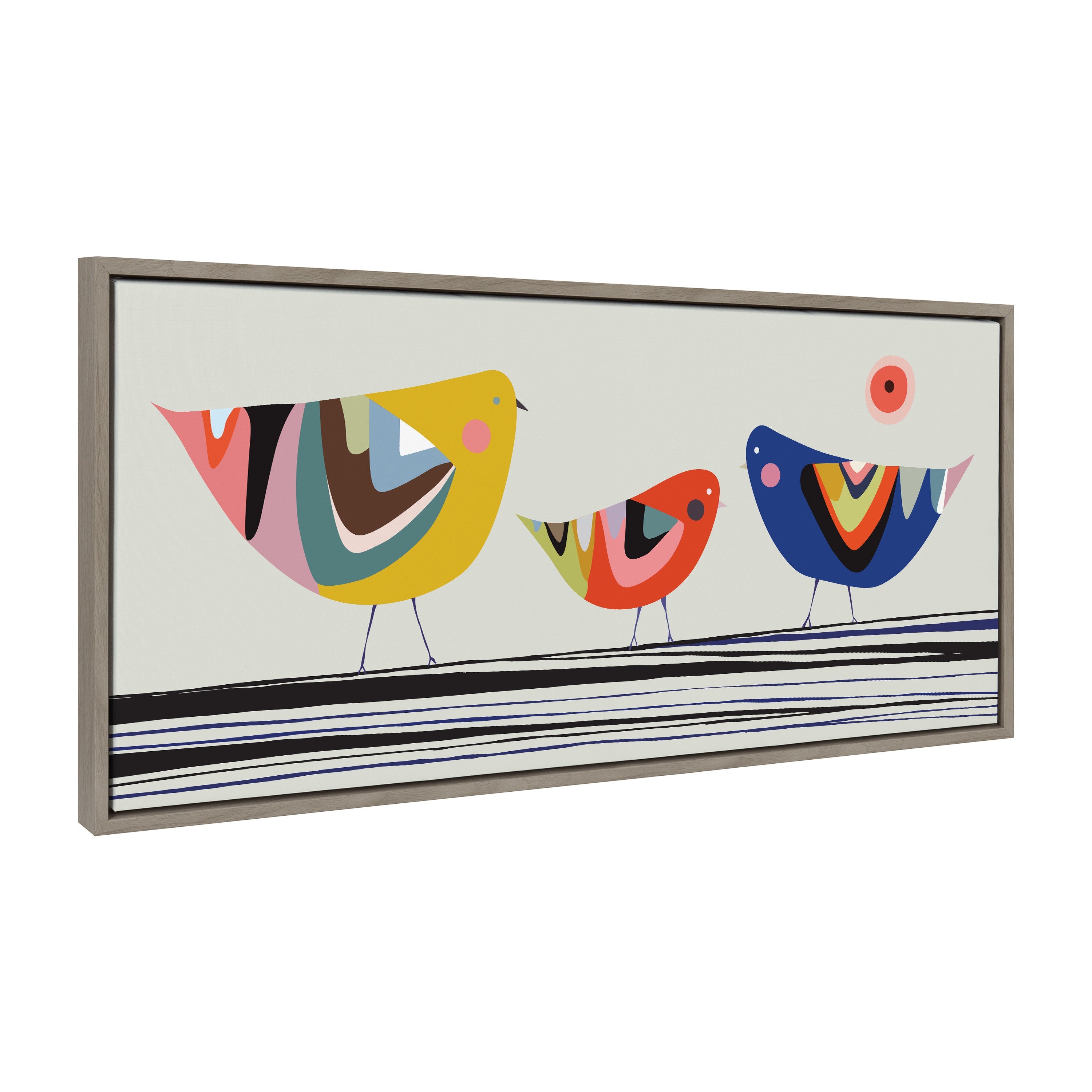 Sylvie Family Tree 3 Birds Framed Canvas by kateandlaurel - product image 2 for Resin Society