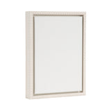 Rectangular blank white canvas with a textured off-white frame, shown angled to highlight its depth and decorative border pattern.