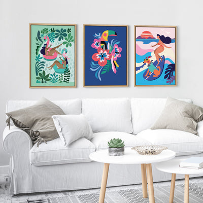 Sylvie Mid Century Modern Surf Dog Framed Canvas by kateandlaurel - product image 12 for Resin Society