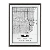 Sylvie Miami Modern Map Framed Canvas by kateandlaurel - main product image for Resin Society