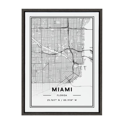 Sylvie Miami Modern Map Framed Canvas by kateandlaurel - product image 8 for Resin Society