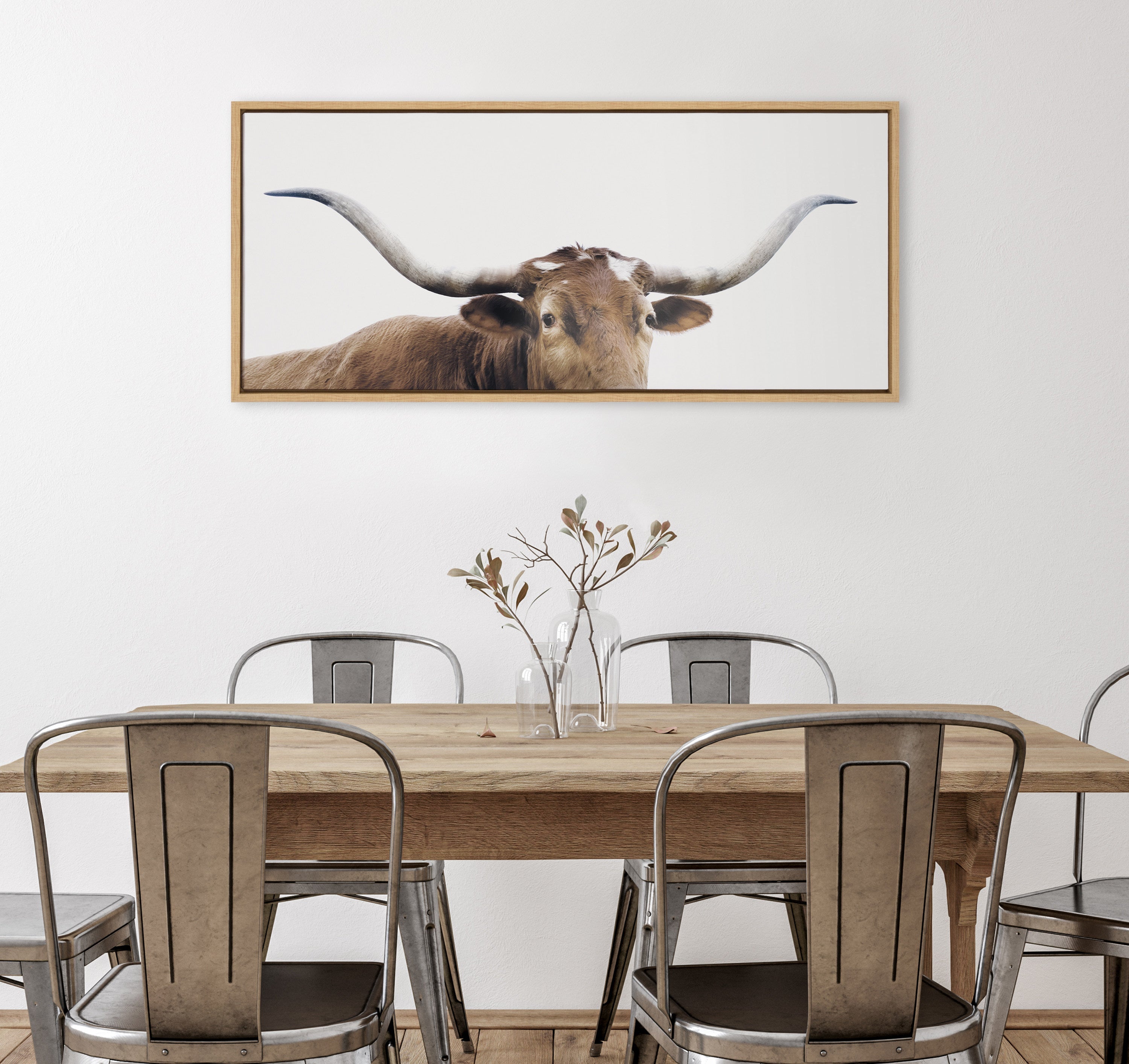 Sylvie Texas Longhorn Framed Canvas by kateandlaurel - product image 10 for Resin Society