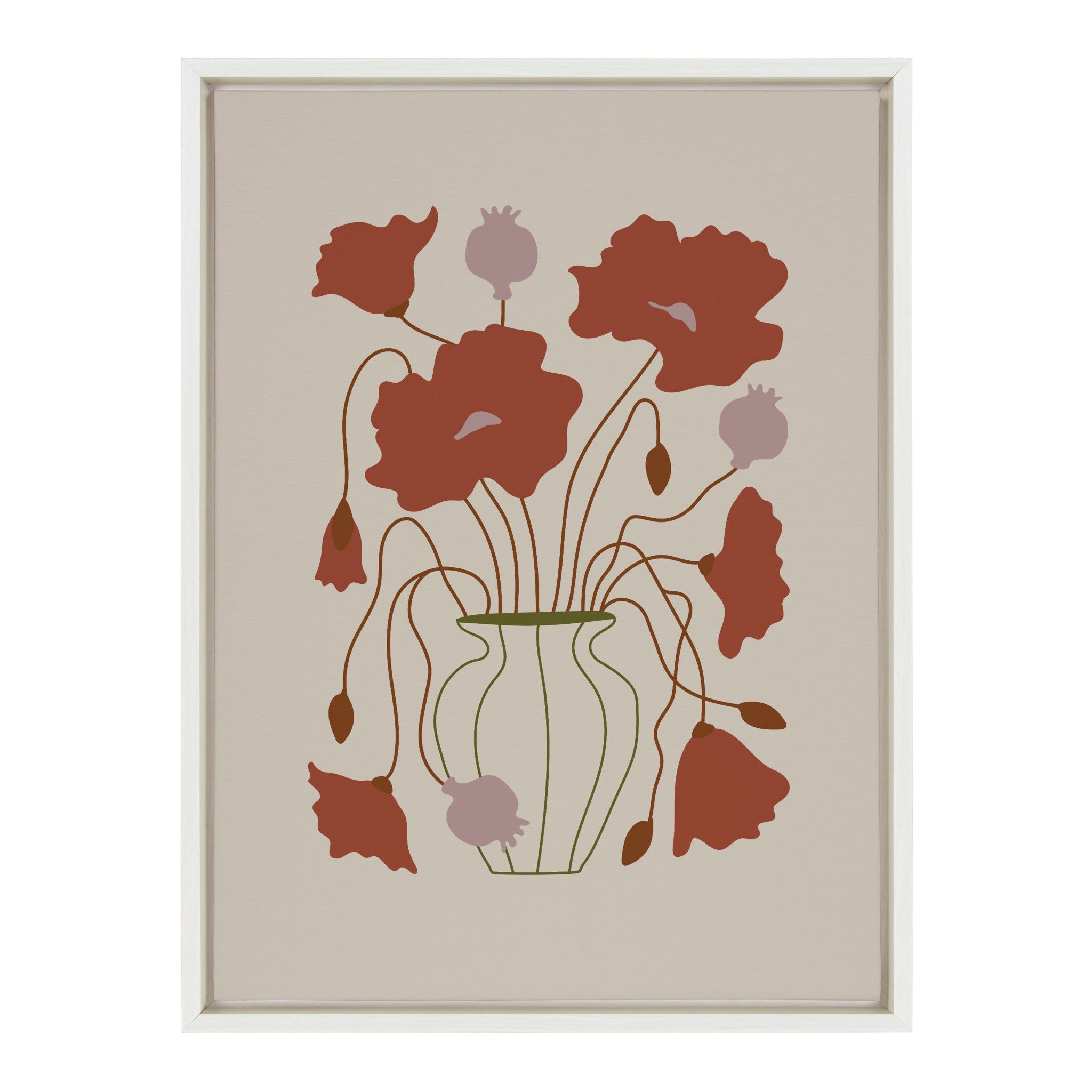 Sylvie Colorful Abstract Retro Floral Red and Pink Framed Canvas by kateandlaurel - product image 2 for Resin Society