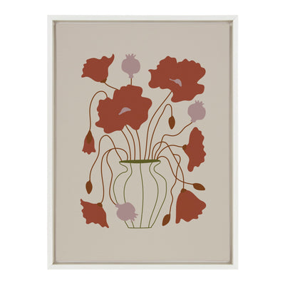 Sylvie Colorful Abstract Retro Floral Red and Pink Framed Canvas by kateandlaurel - product image 2 for Resin Society