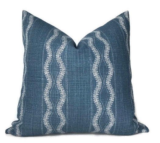 Zanzibar Pillow Cover in Indigo Blue on sofa