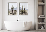 Sylvie Tall Saguaro Cacti Desert Mountain 1 and 2 Framed Canvas by kateandlaurel - product image 6 for Resin Society