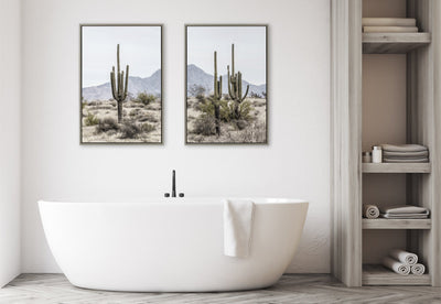 Sylvie Tall Saguaro Cacti Desert Mountain 1 and 2 Framed Canvas by kateandlaurel - product image 6 for Resin Society