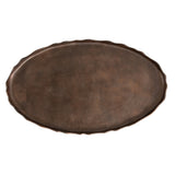 Oval-shaped tray with a dark brown, textured surface and irregular scalloped edges, photographed against a white background.