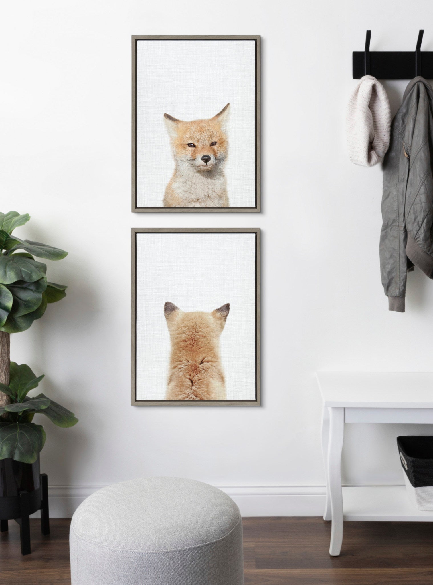Sylvie Baby Fox Front and Back Framed Canvas by Amy Peterson Art Studio by kateandlaurel - product image 5 for Resin Society
