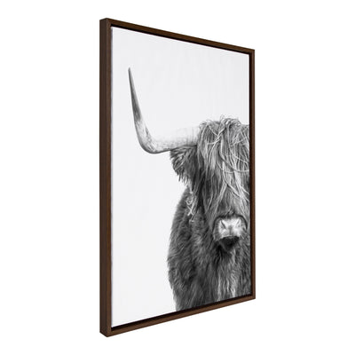 Sylvie B&W Highland Cow No. 1 Framed Canvas by Amy Peterson Art Studio