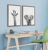 Sylvie Baby Giraffe and Elephant Framed Canvas Art Set by Simon Te of by kateandlaurel - product image 6 for Resin Society