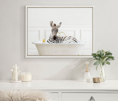 Sylvie Zebra In Bubble Bath Neutral Style Framed Canvas by kateandlaurel - product image 10 for Resin Society