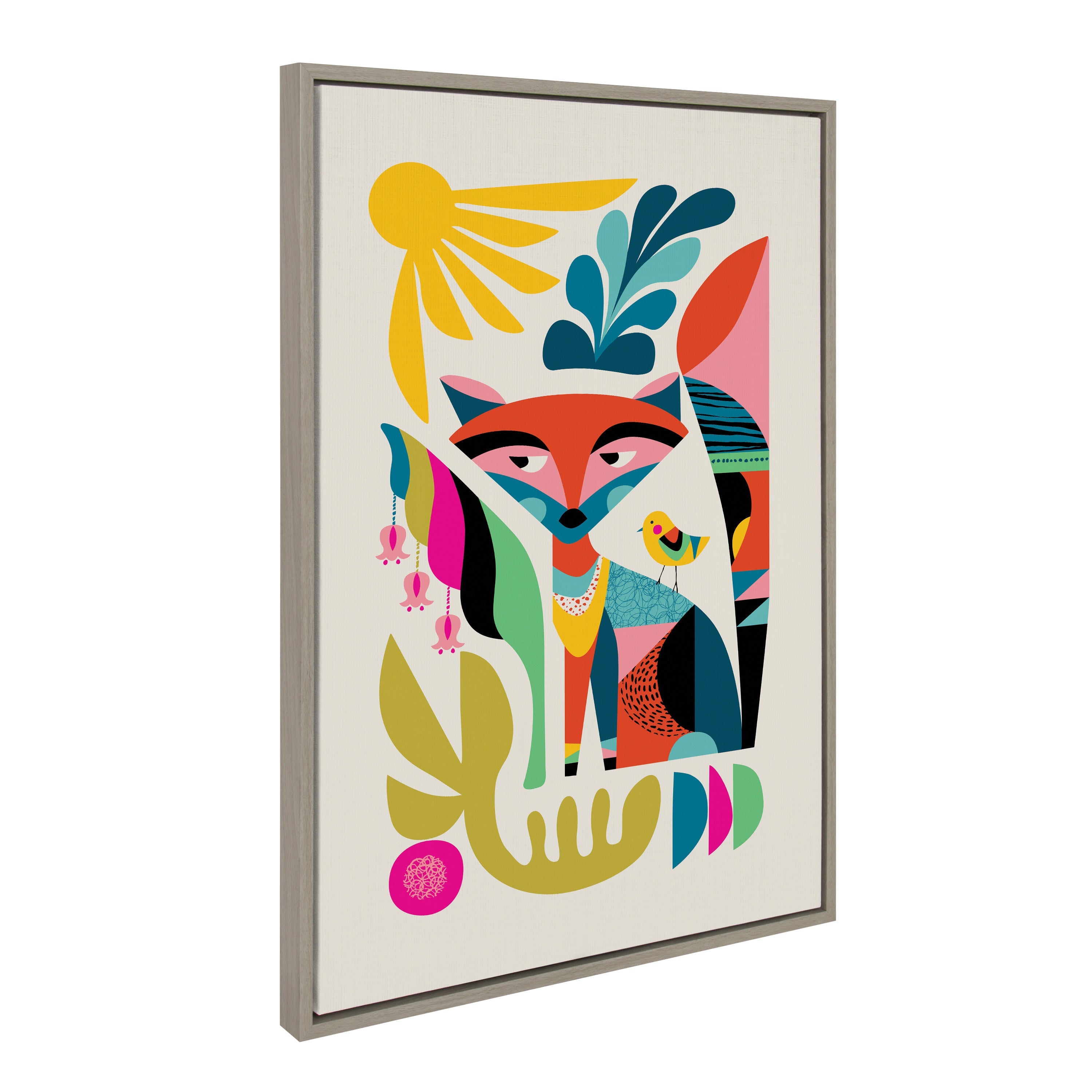Sylvie Mid Century Modern Fox Framed Canvas by kateandlaurel - product image 12 for Resin Society