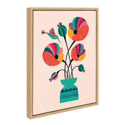 Sylvie Mid Century Modern Poppies Framed Canvas by kateandlaurel - product image 2 for Resin Society