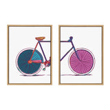 Sylvie Colorful Bike Left and Right Framed Canvas Set by kateandlaurel - main product image for Resin Society