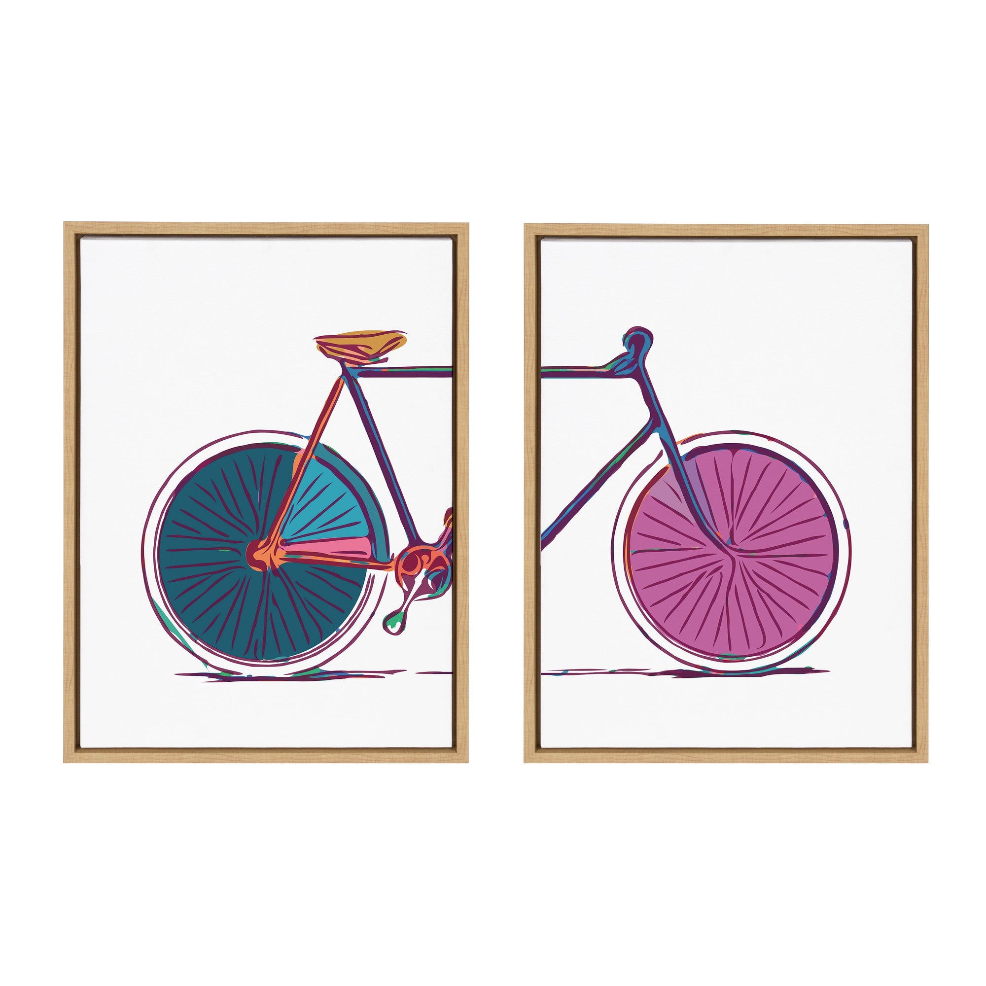 Sylvie Colorful Bike Left and Right Framed Canvas Set by kateandlaurel - product image 7 for Resin Society