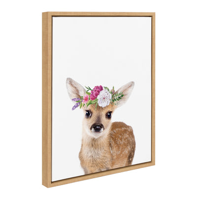 Sylvie Flower Crown Fawn Framed Canvas by Amy Peterson Art Studio