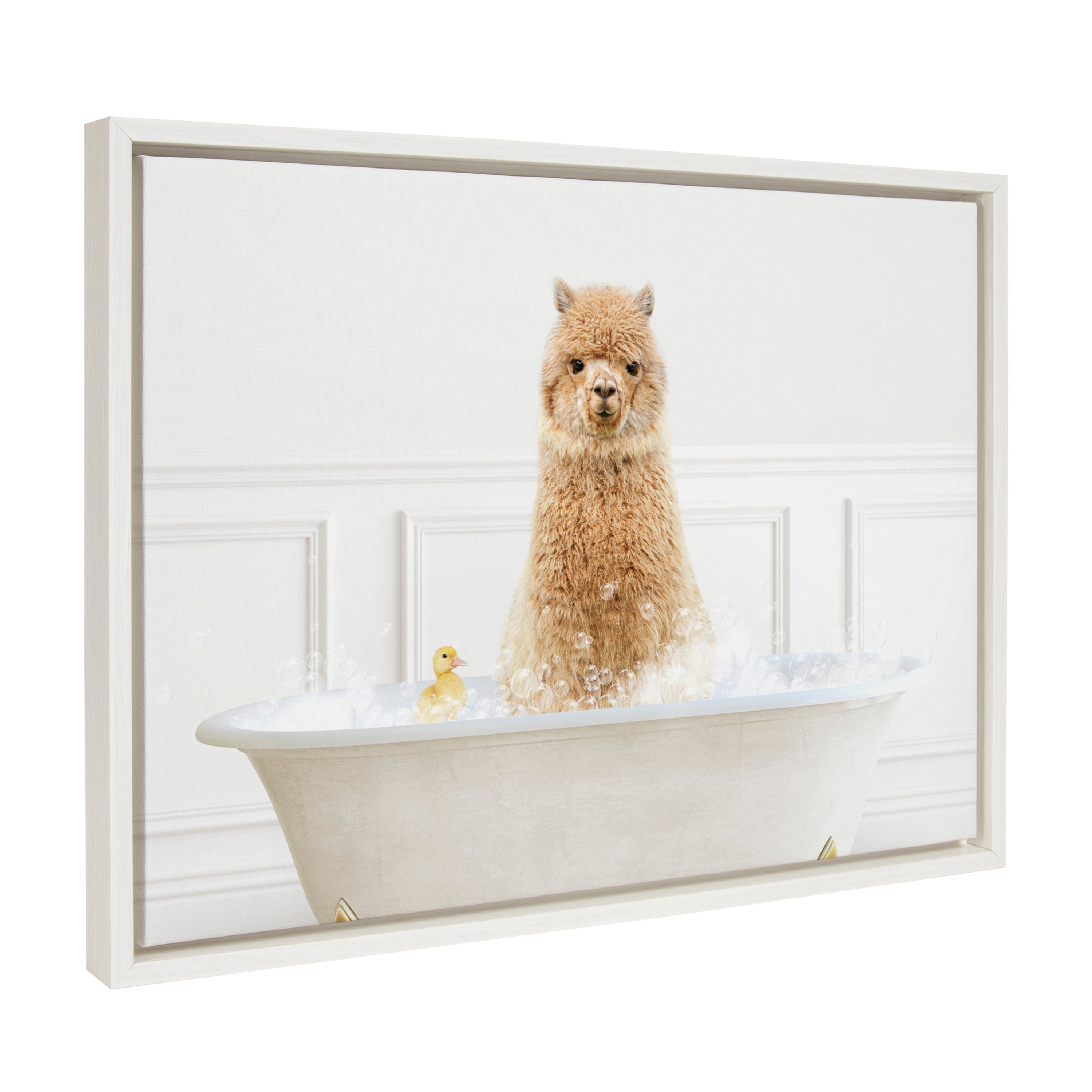 Sylvie Alpaca In Bubble Bath Neutral Style Framed Canvas by kateandlaurel - product image 7 for Resin Society