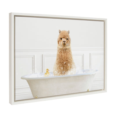 Sylvie Alpaca In Bubble Bath Neutral Style Framed Canvas by kateandlaurel - product image 7 for Resin Society