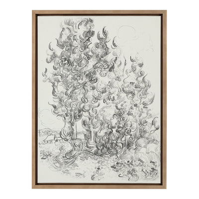 Sylvie Vincent van Gogh Cypresses 1889 BW Framed Canvas by The Art by kateandlaurel - product image 2 for Resin Society