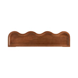 Rectangular wooden shelf with a smooth, wavy top edge and a recessed central area, featuring a warm brown finish and subtle wood grain patterns.